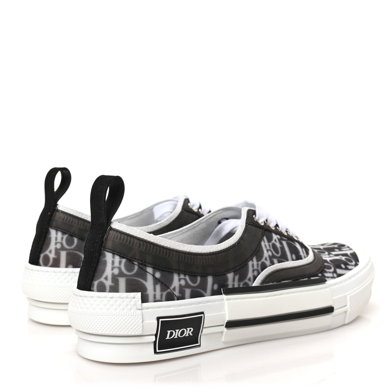 Christian Dior Technical Canvas Mesh Oblique Printed Mens B23 Low Top Sneakers 42 Black White 4 of 8