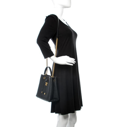Chanel Grained Calfskin Stitched Small Drawstring Bag Black 2 of 9