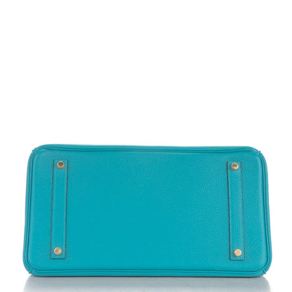 Hermes Taurillon Clemence Birkin 35 Turquoise 6 of 23