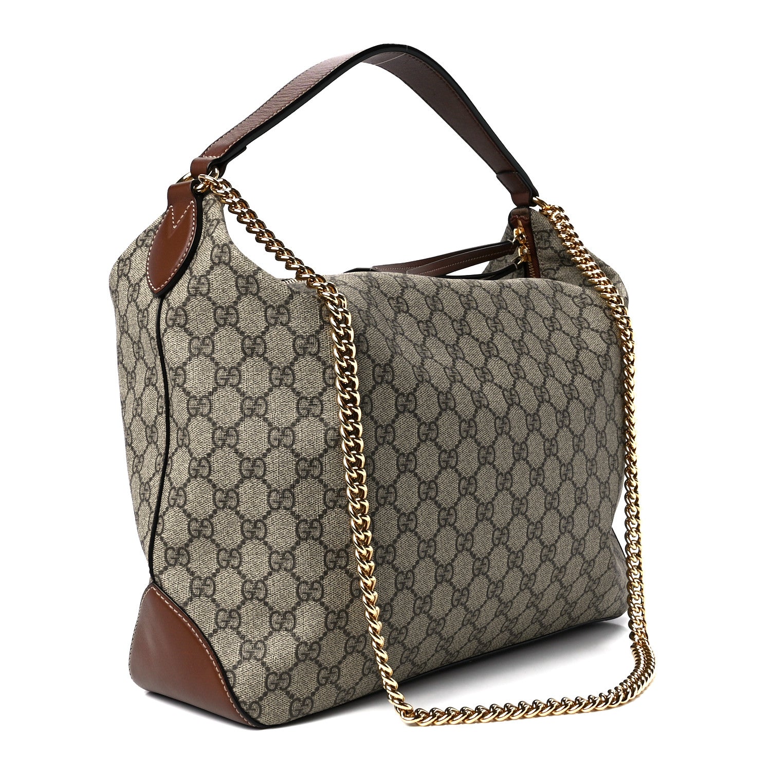 Gucci GG Supreme Monogram Large Linea A Hobo Light Brown 3 of 12