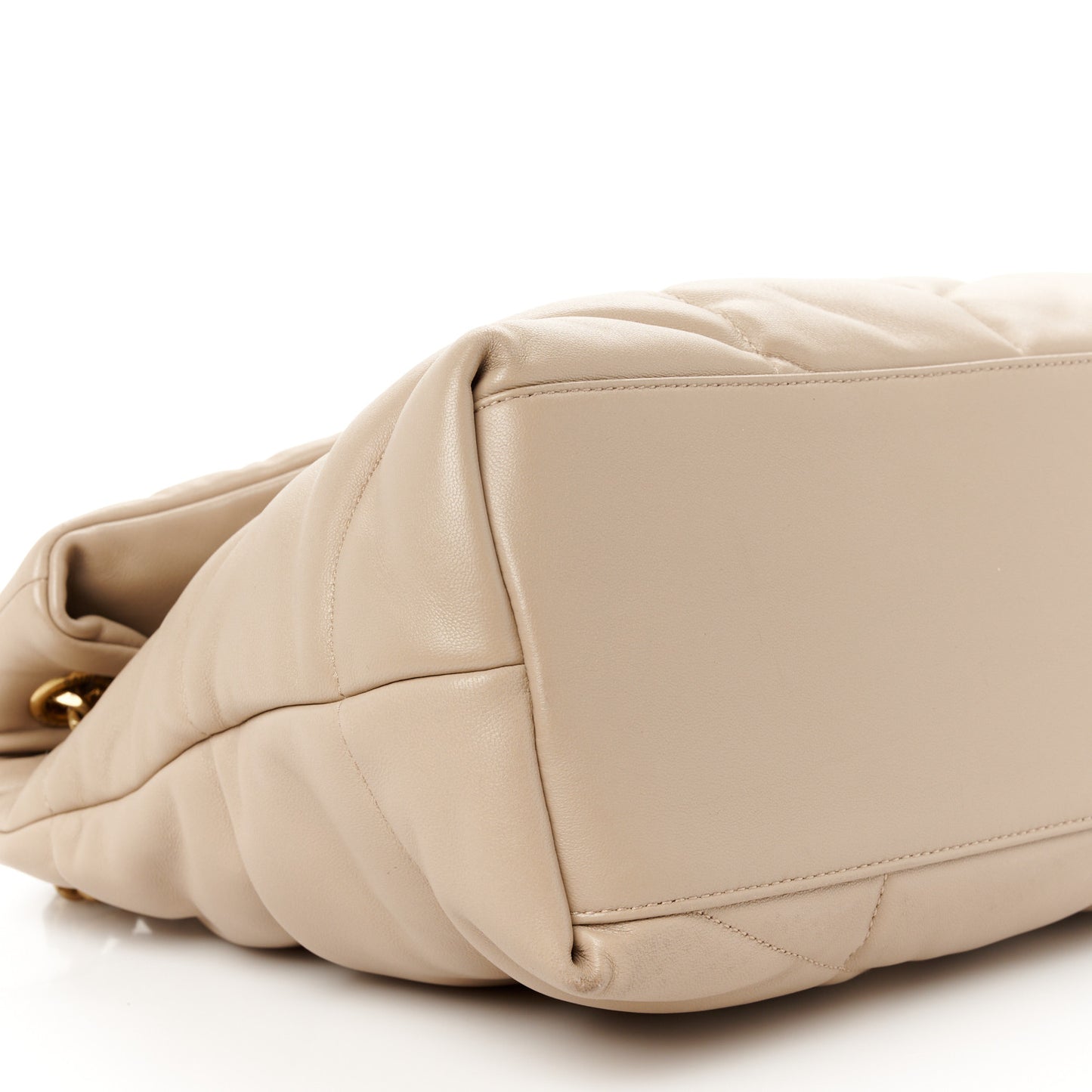 Lambskin Quilted Small Loulou Puffer Monogram Chain Satchel Dark Beige