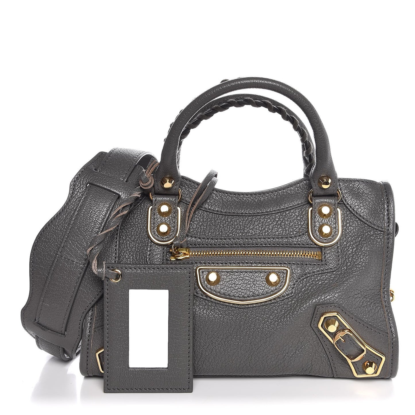 Chevre Gold Metallic Edge Hardware Mini City Gris Acier