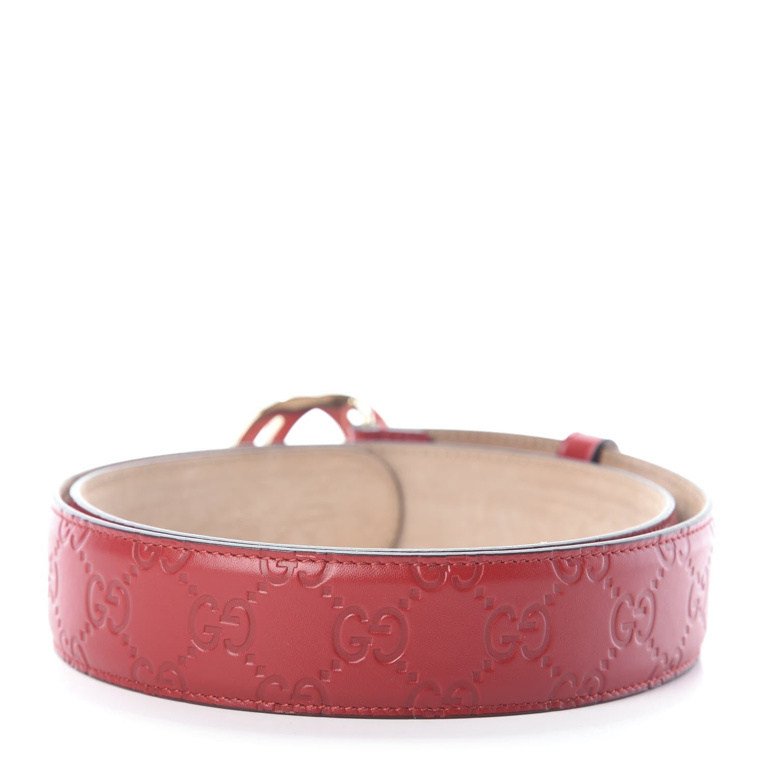 Gucci Guccissima Signature Interlocking G 37mm Belt 95 38 Hibiscus Red 2 of 5