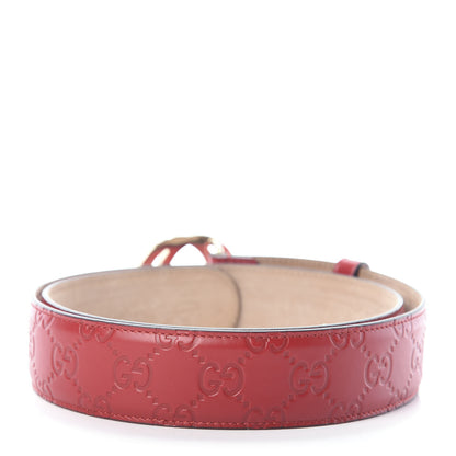 Gucci Guccissima Signature Interlocking G 37mm Belt 95 38 Hibiscus Red 2 of 5