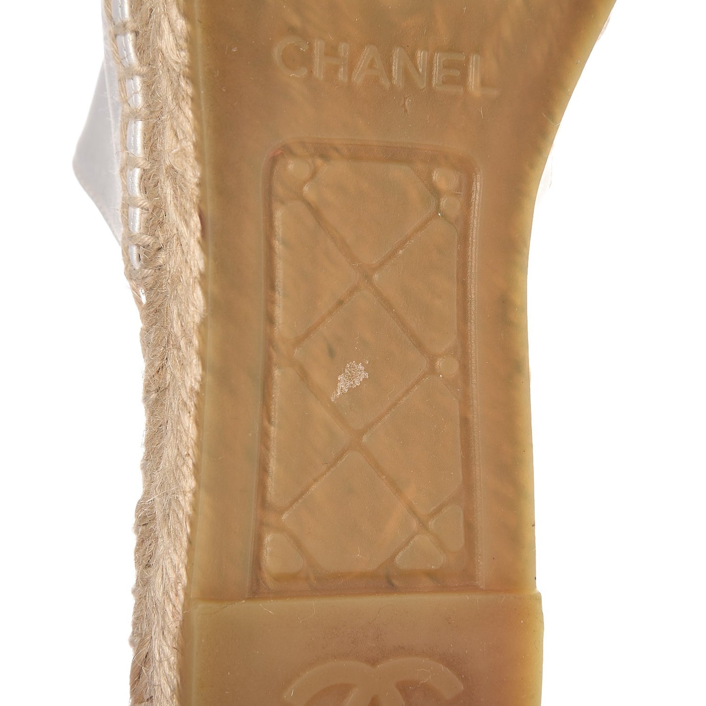Iridescent Goatskin CC Espadrille Mules 38 Ivory Black