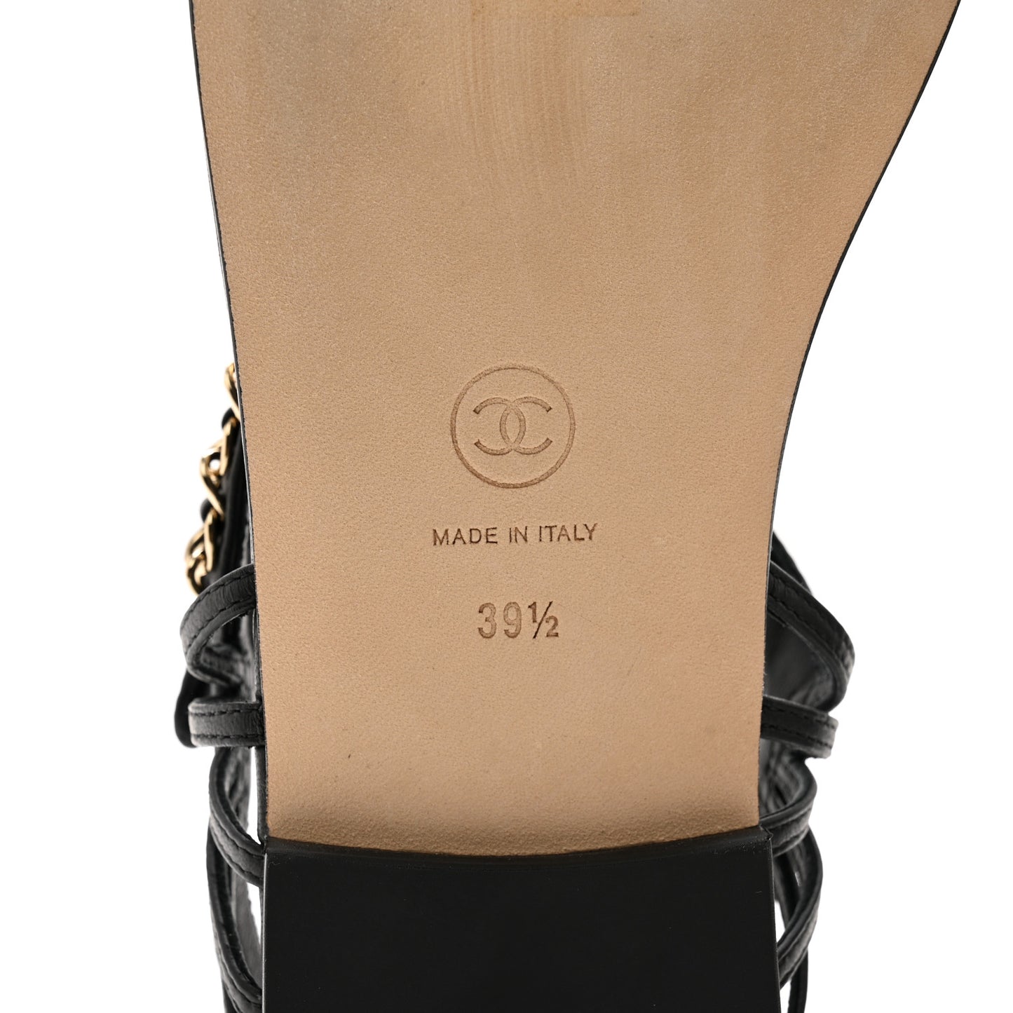 Lambskin Chain Sandals 39.5 Black