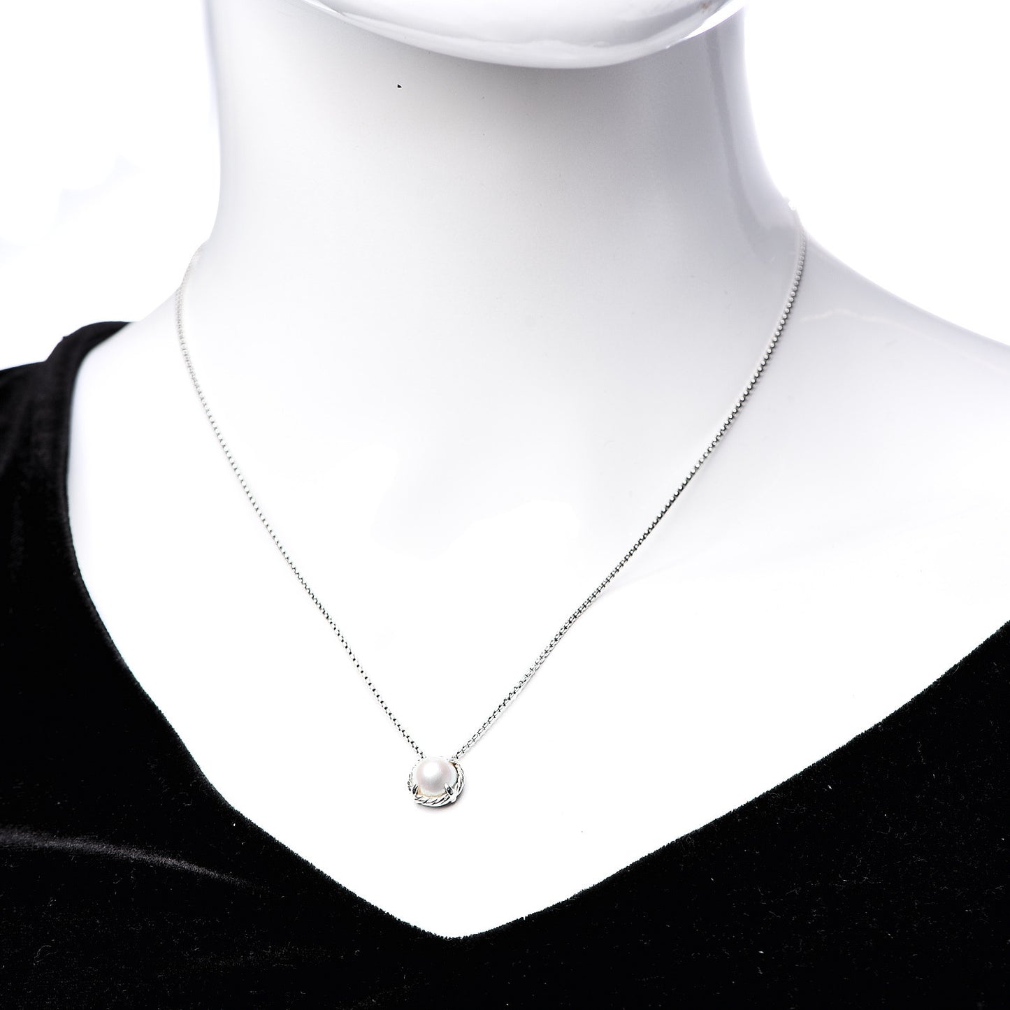 Sterling Silver Pearl 8mm Petite Chatelaine Pendant Necklace
