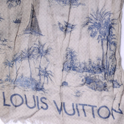 Louis Vuitton Cotton Linen Toile Etole De Louis Pareo Blue 5 of 7