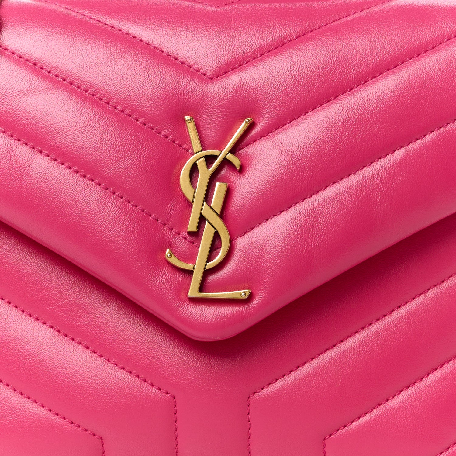 Saint Laurent SAINT LAURENT Calfskin Y Quilted Monogram Small Loulou Chain Satchel Fresh Fuchsia 9 of 11