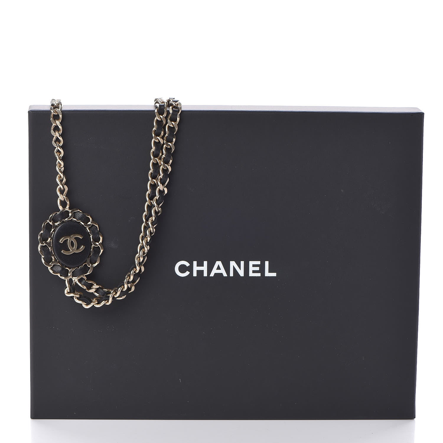 Chanel Lambskin CC Long Chain Necklace Black Gold 6 of 6