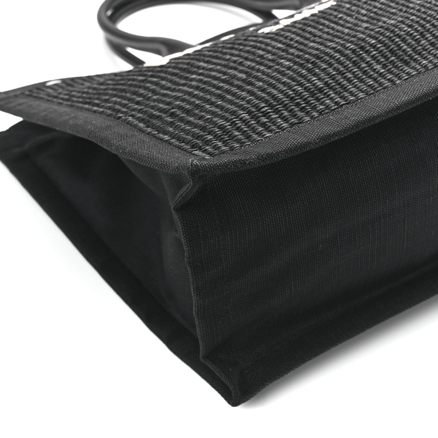 Saint Laurent Raffia Linen Calfskin Rive Gauche Tote Black 10 of 11
