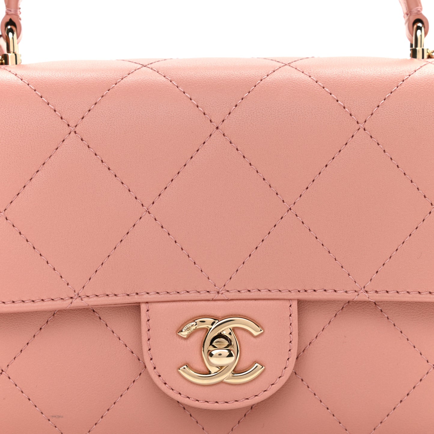 Calfskin Quilted Small Top Handle Flap Blush