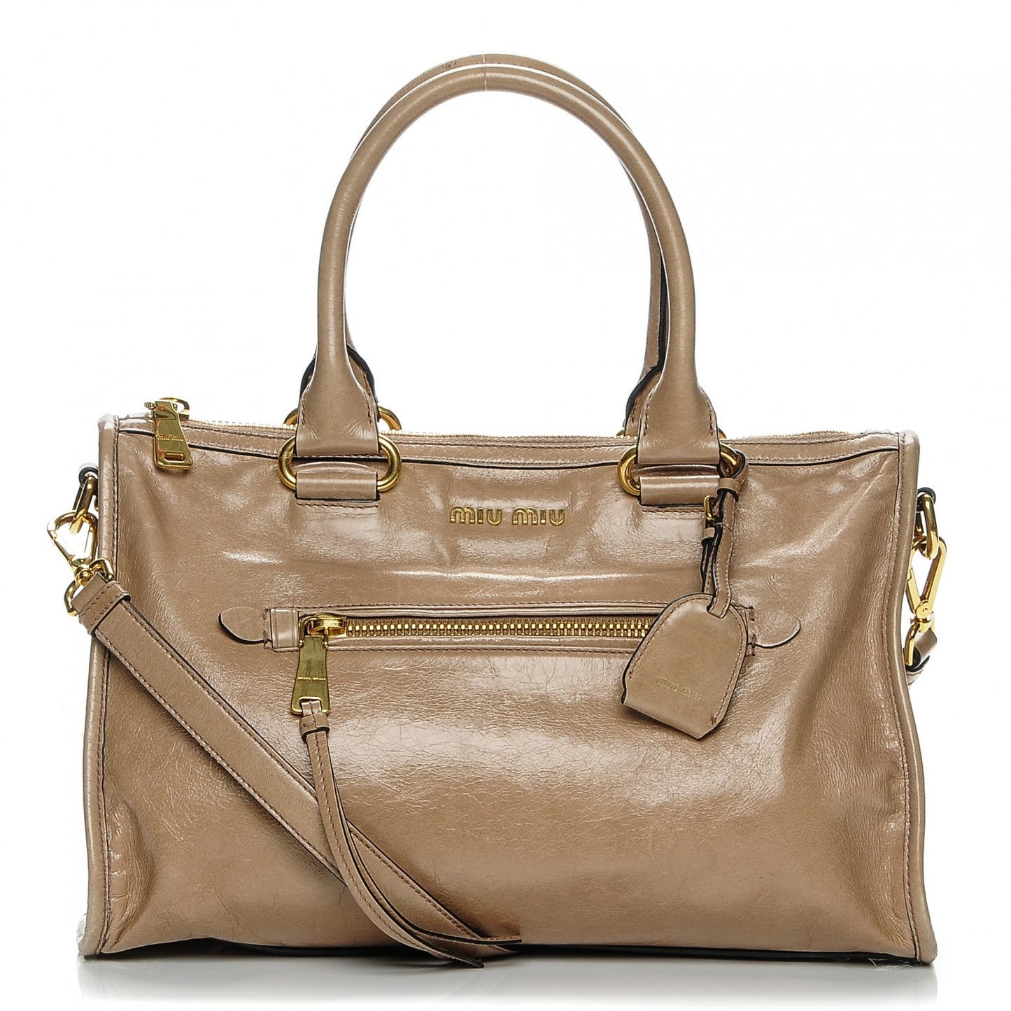 Vitello Shine Zip Tote Cammeo