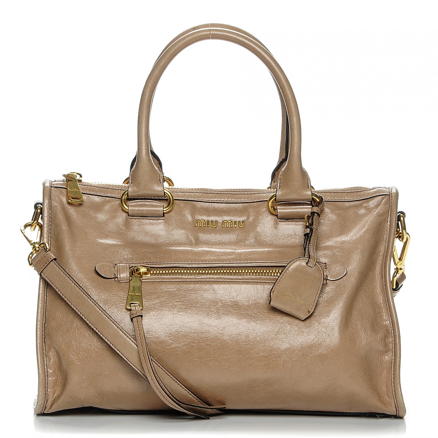 Miu Miu Vitello Shine Zip Tote Cammeo 1 of 7