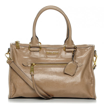 Miu Miu Vitello Shine Zip Tote Cammeo 1 of 7