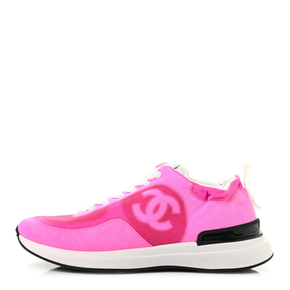 Chanel Denim Suede Calfskin Womens CC Sneakers 37 Pink 1 of 7