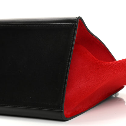 Celine Pony Hair Smooth Calfskin Medium Tri-Color Trapeze Glacier Red Black 9 of 12