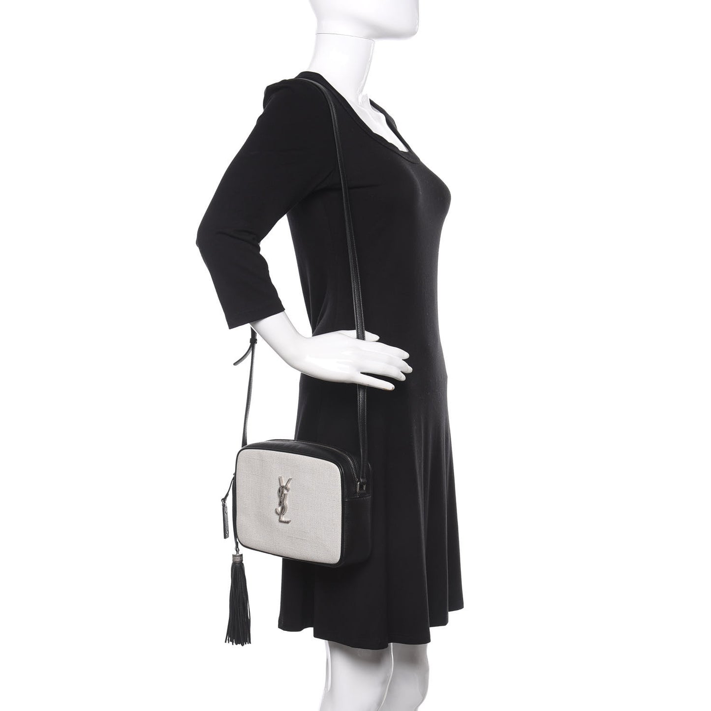 Linen Canvas Monogram Lou Camera Bag Black