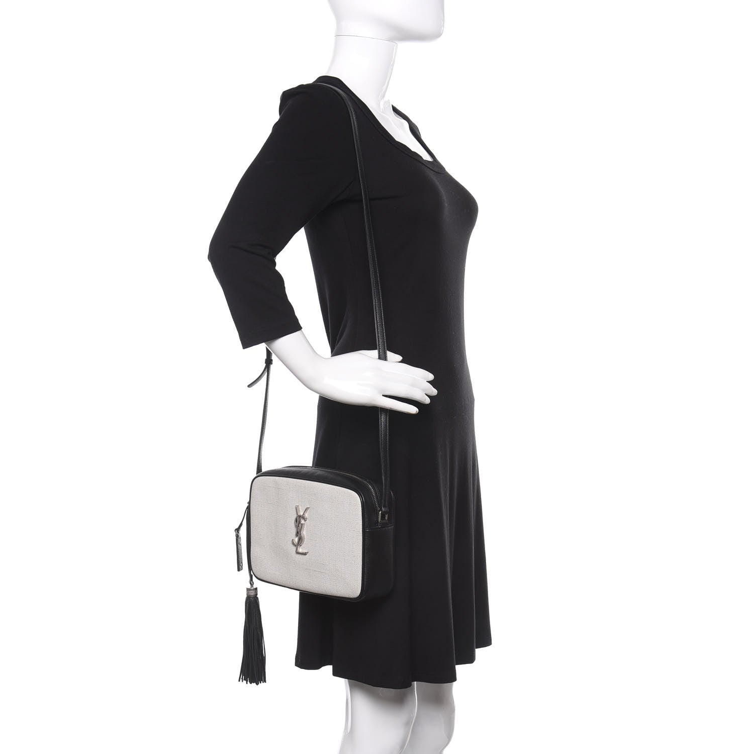 Saint Laurent Linen Canvas Monogram Lou Camera Bag Black 2 of 10
