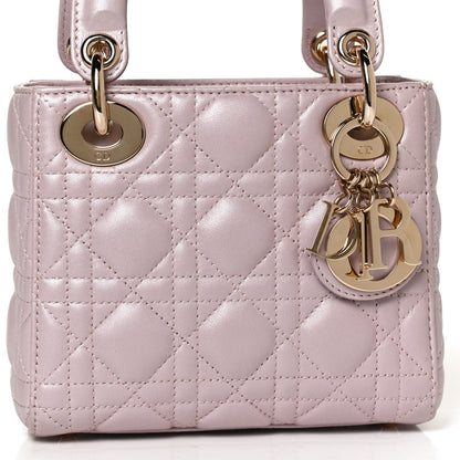 Christian Dior Metallic Lambskin Cannage Mini Lady Dior Lotus 8 of 10
