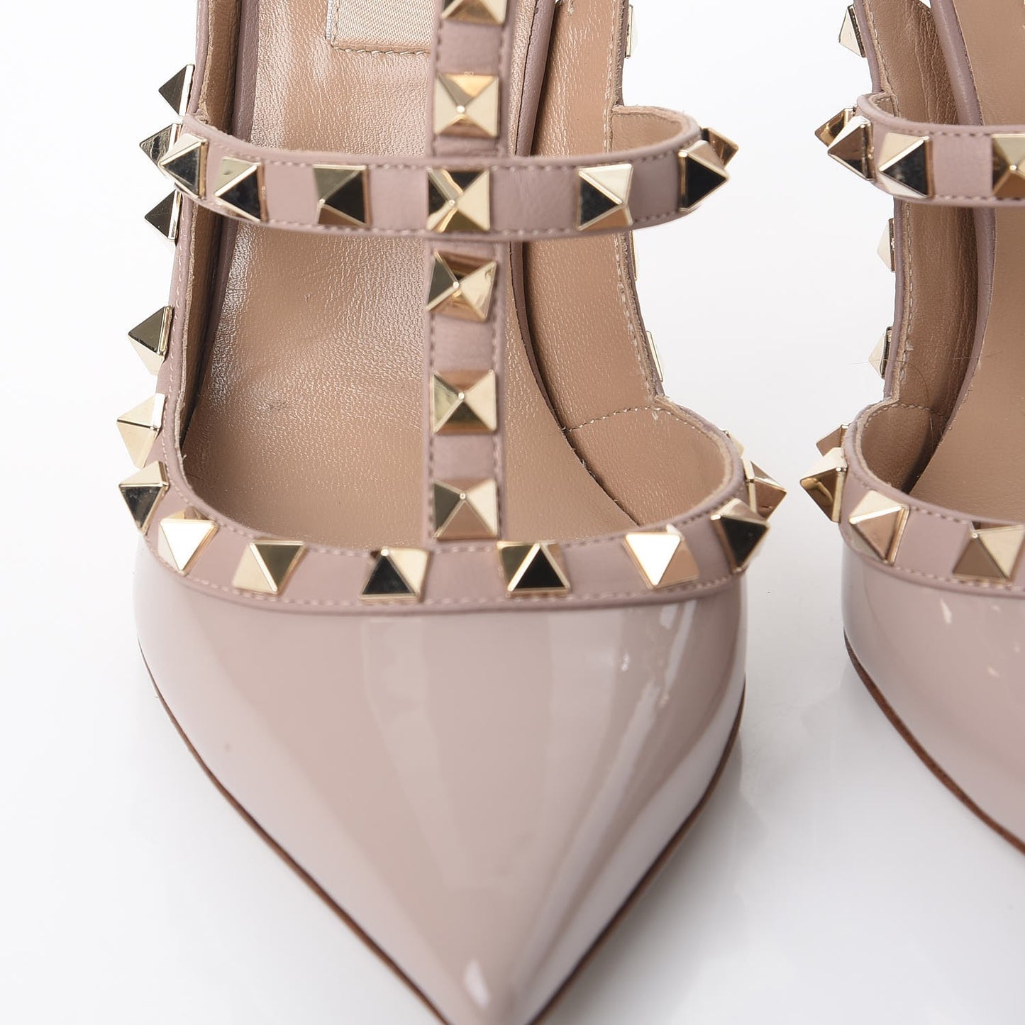 Patent Nappa Rockstud Ankle Strap 100mm Pumps 36.5 Poudre