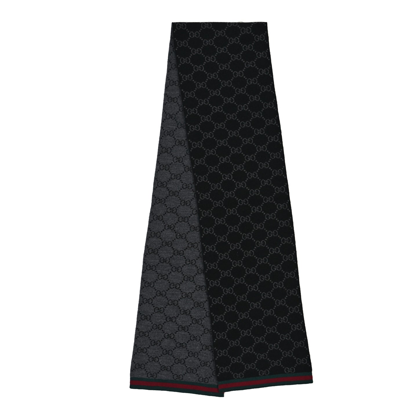 Wool Tricot GG Monogram Web Solange Scarf Black Medium Black Medium Grey