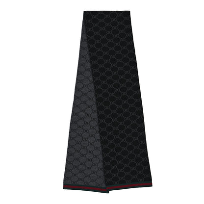 Gucci Wool Tricot GG Monogram Web Solange Scarf Black Medium Black Medium Grey 2 of 3