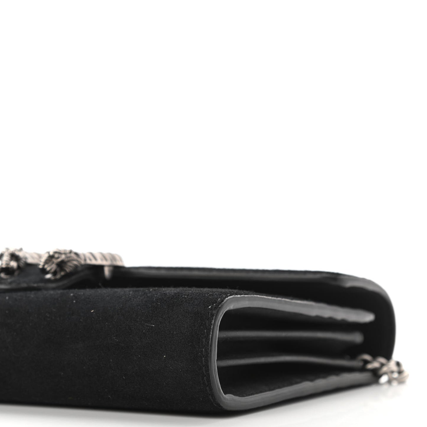 Suede Mini Dionysus Chain Wallet Black