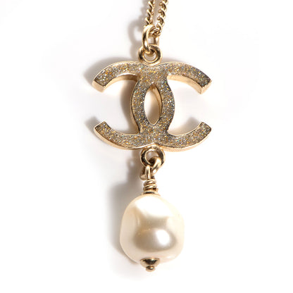 Chanel Crystal CC Pearl Drop Pendant Necklace 4 of 6