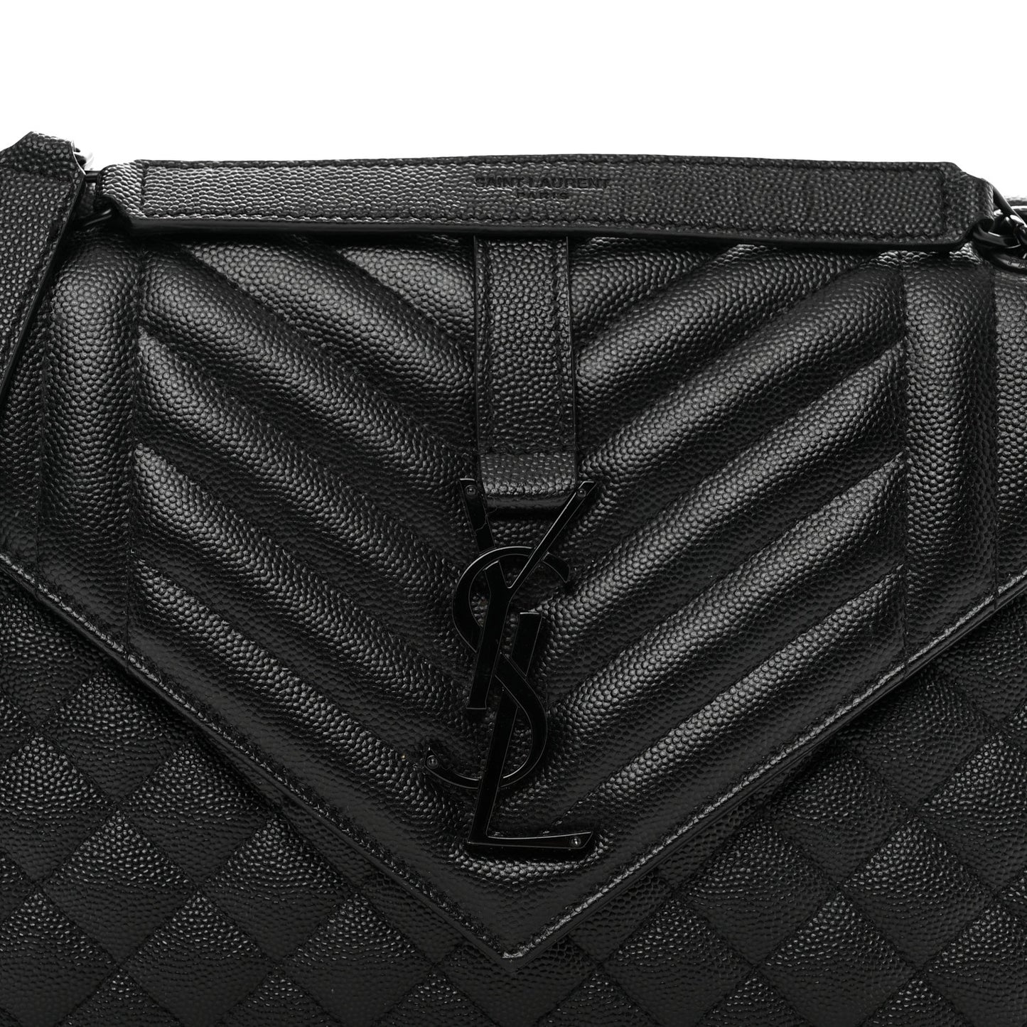 Grain De Poudre Textured Mixed Matelasse Triquilt Medium Monogram Monochrome Satchel Black