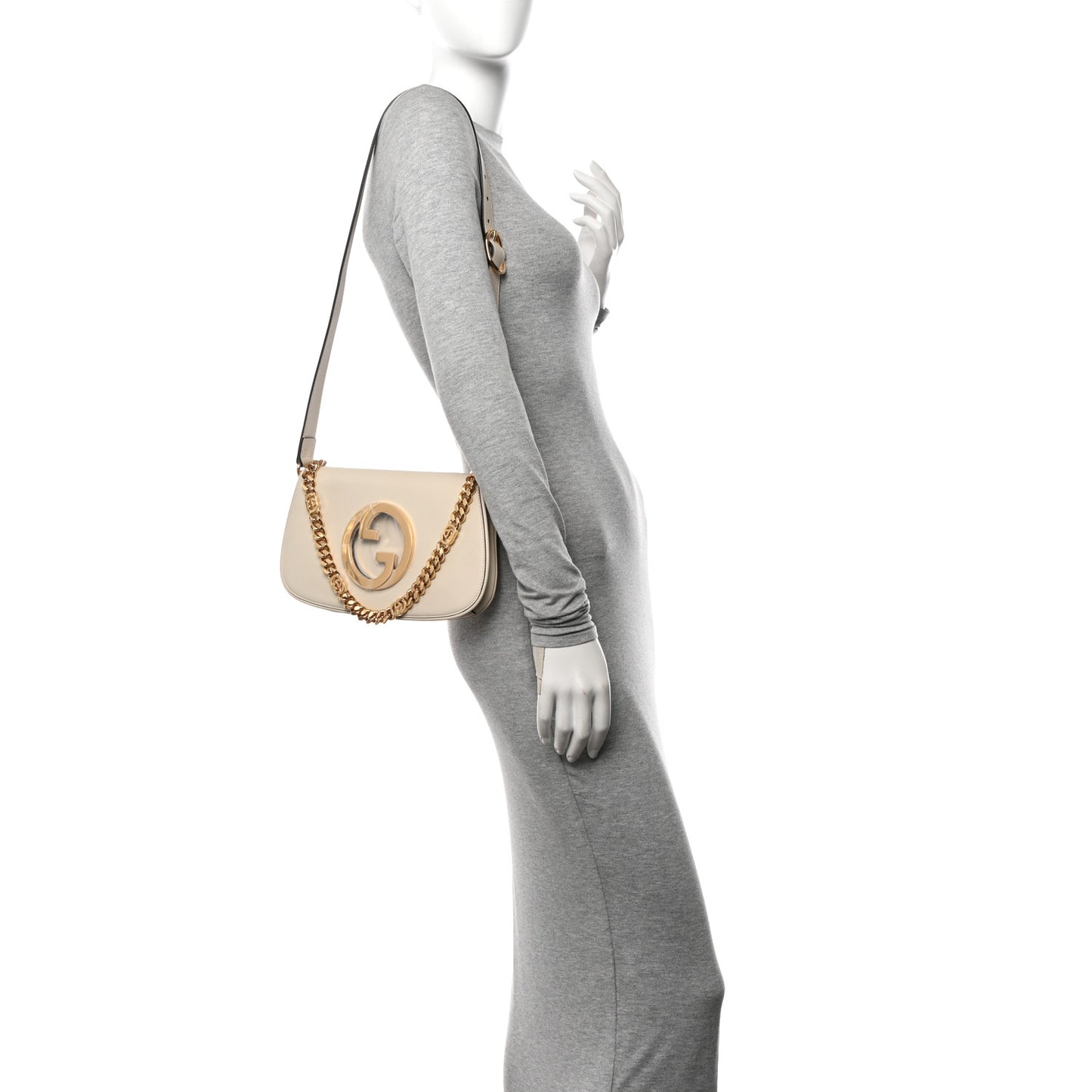 Roxy Calfskin Blondie Chain Shoulder Flap Bag Mystic White