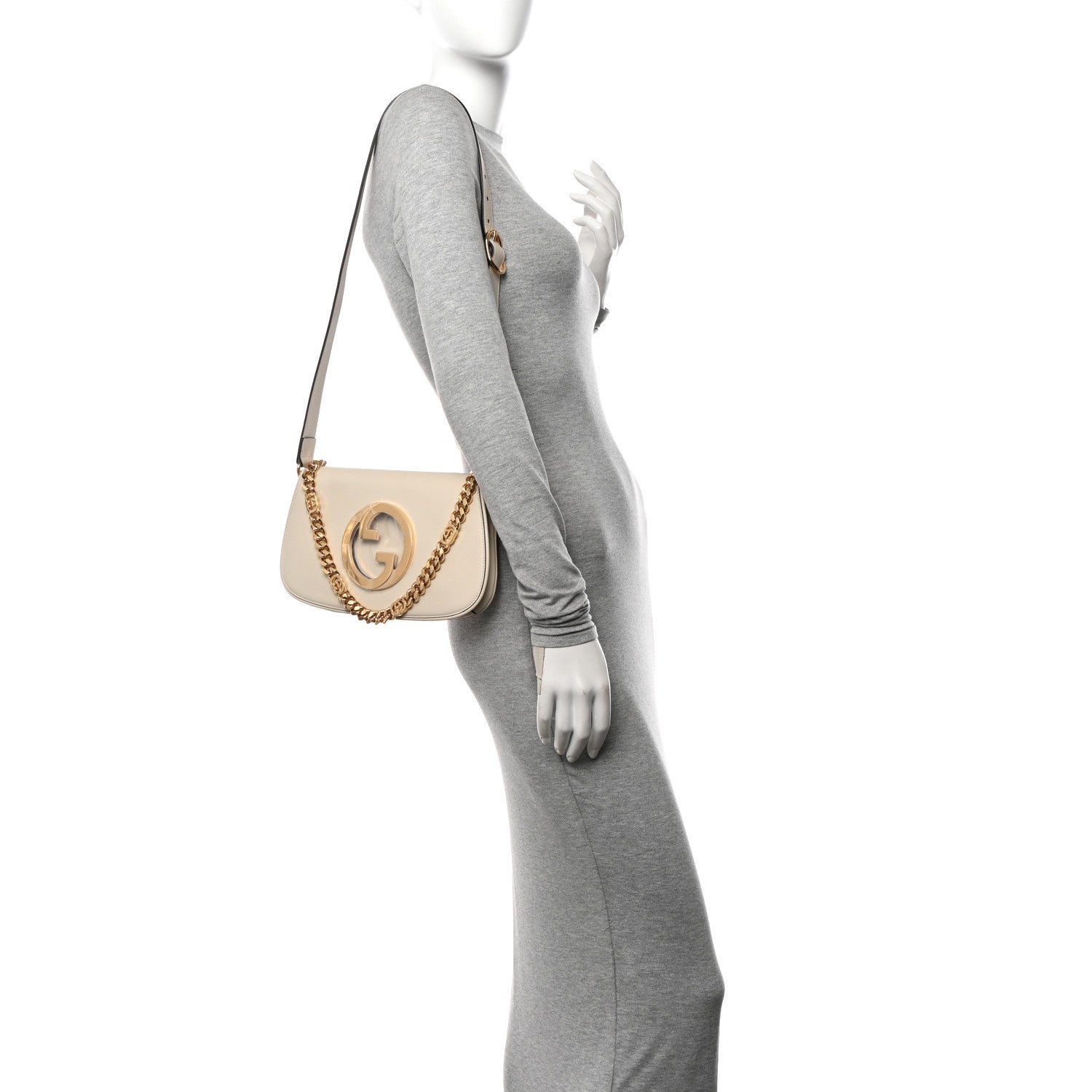 Gucci Roxy Calfskin Blondie Chain Shoulder Flap Bag Mystic White 2 of 11