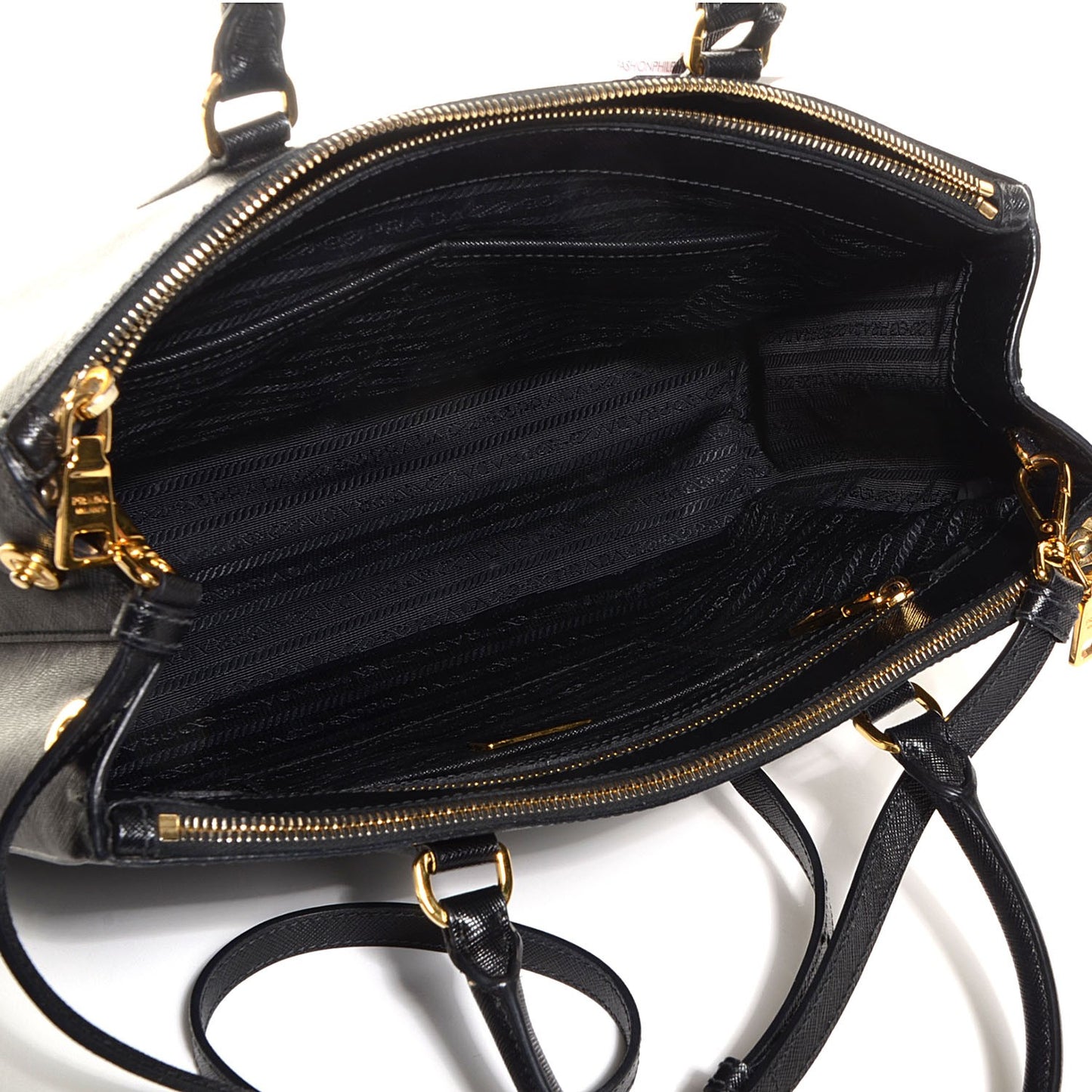 Saffiano Lux Medium Double Zip Tote Nero Black