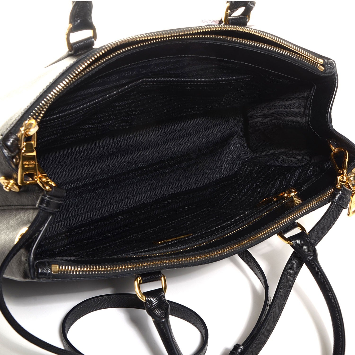 Prada Saffiano Lux Medium Double Zip Tote Nero Black 5 of 11
