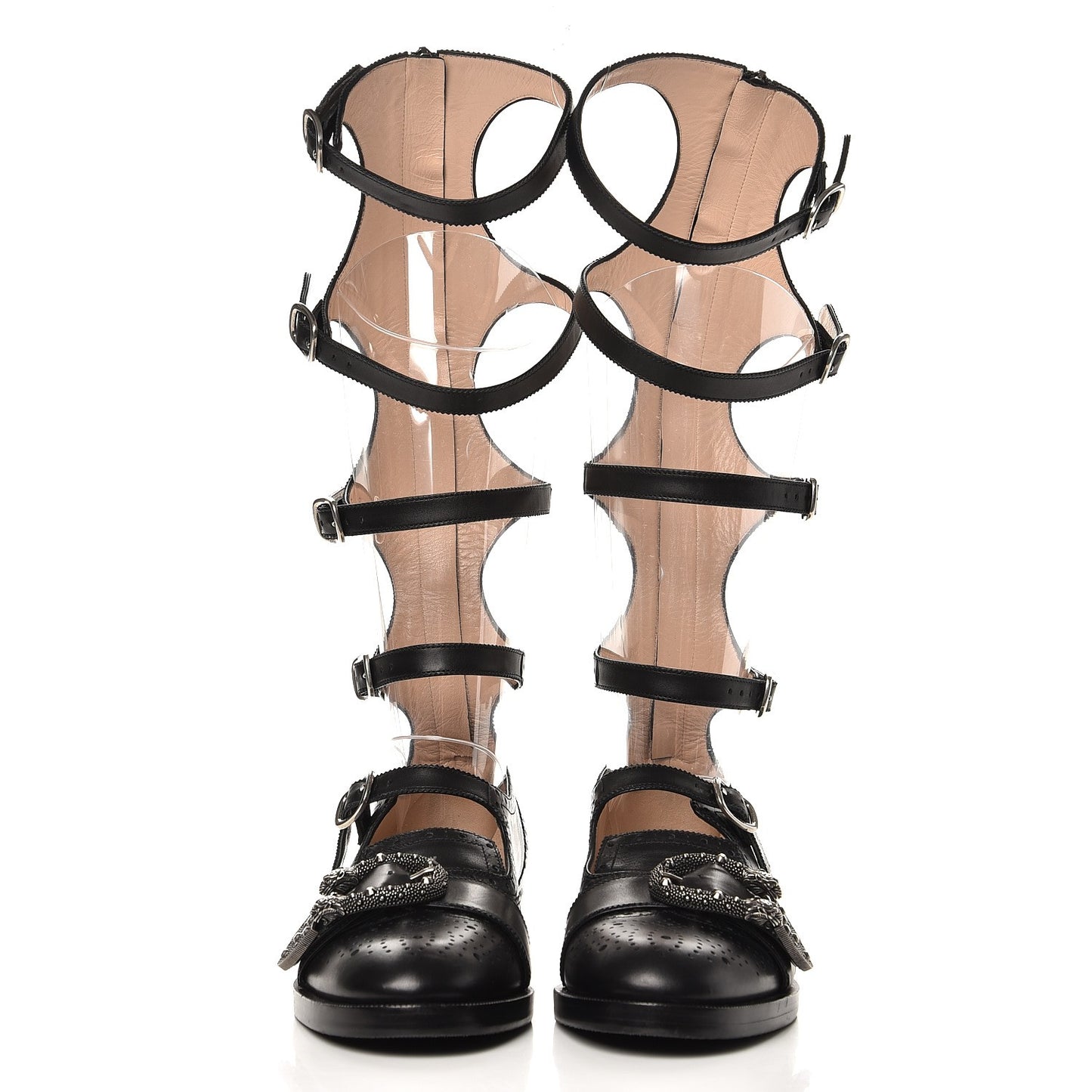 Calfskin Queercore Brogue Knee High Boots 39 Black