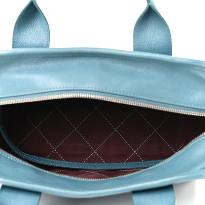 Chanel Caviar Quilted Small Deauville Bowling Bag Blue 5 of 10
