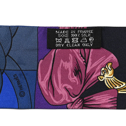 Hermes Silk Cavalleria D'Etriers Twilly Violet Bleu Rose 3 of 4