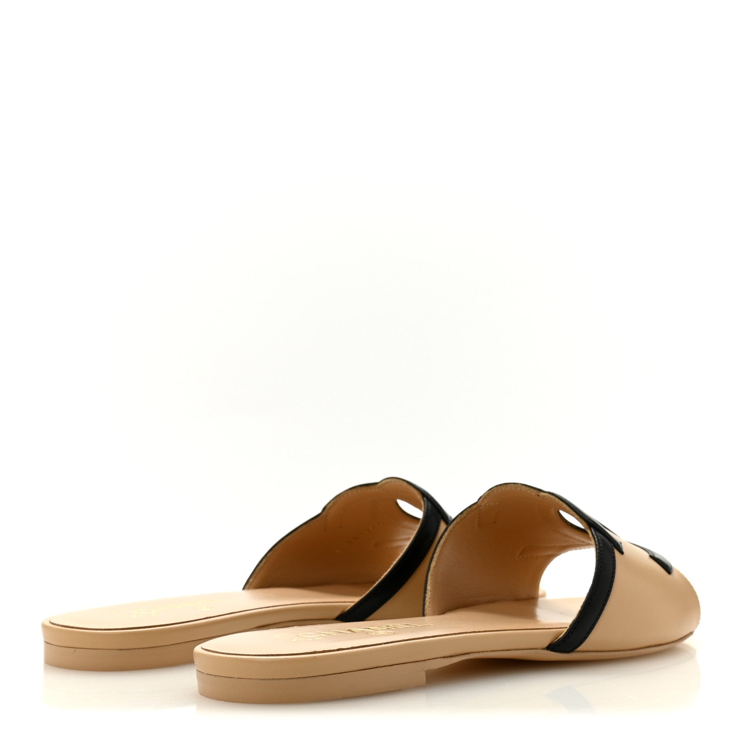Chanel Lambskin CC Cutout Sandal Mules 39 Beige Black 5 of 10