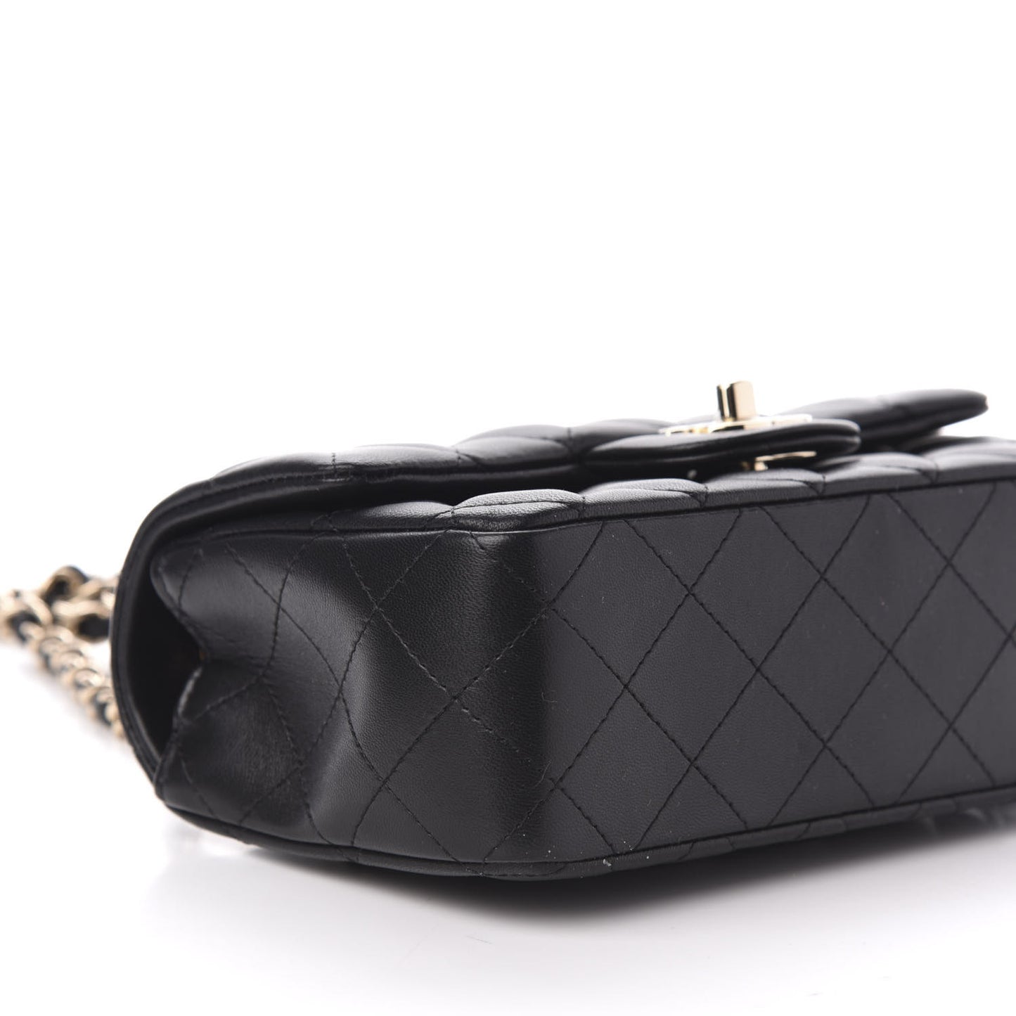 Lambskin Quilted Mini Rectangular Flap Black