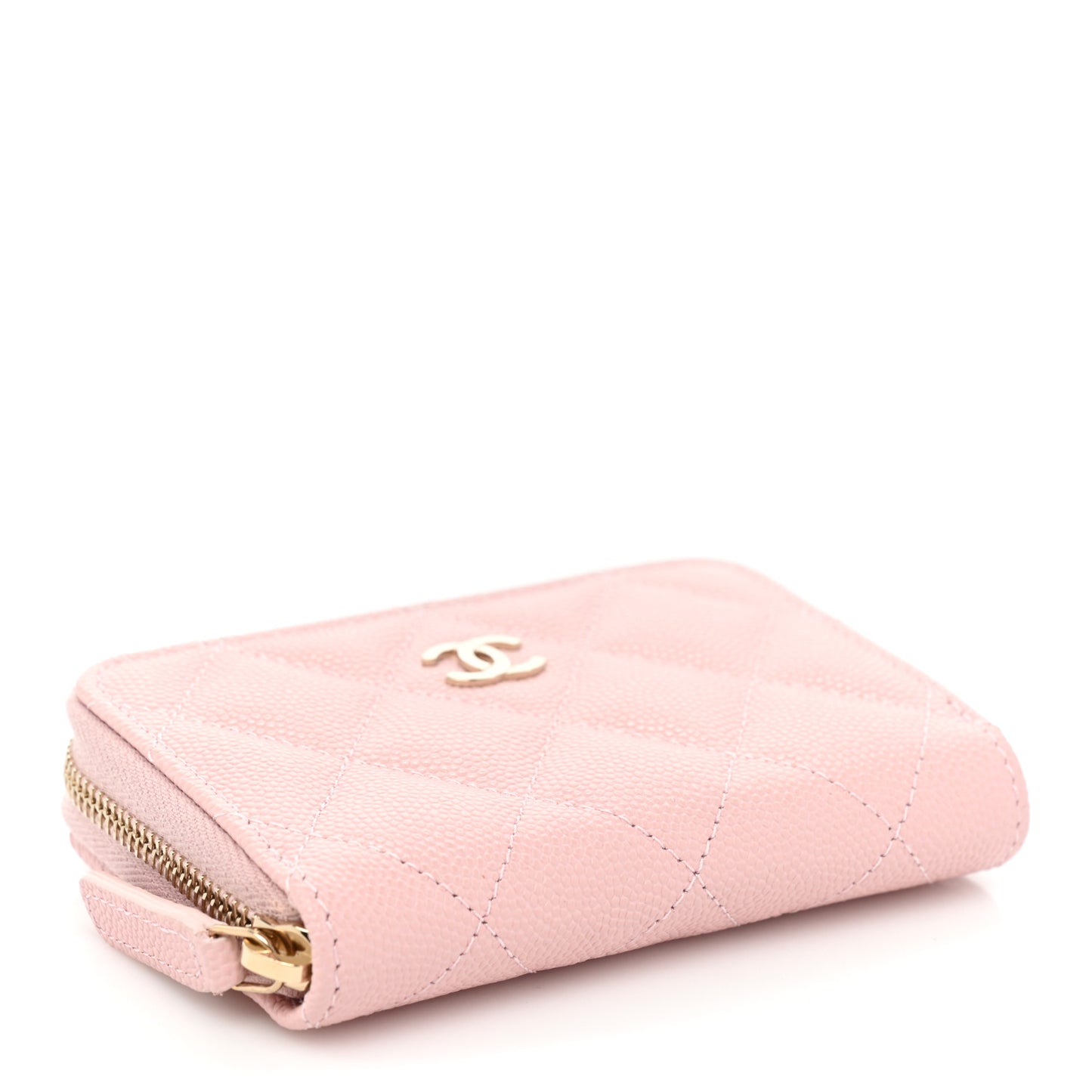 Caviar Quilted Zip Coin Purse Light Pink