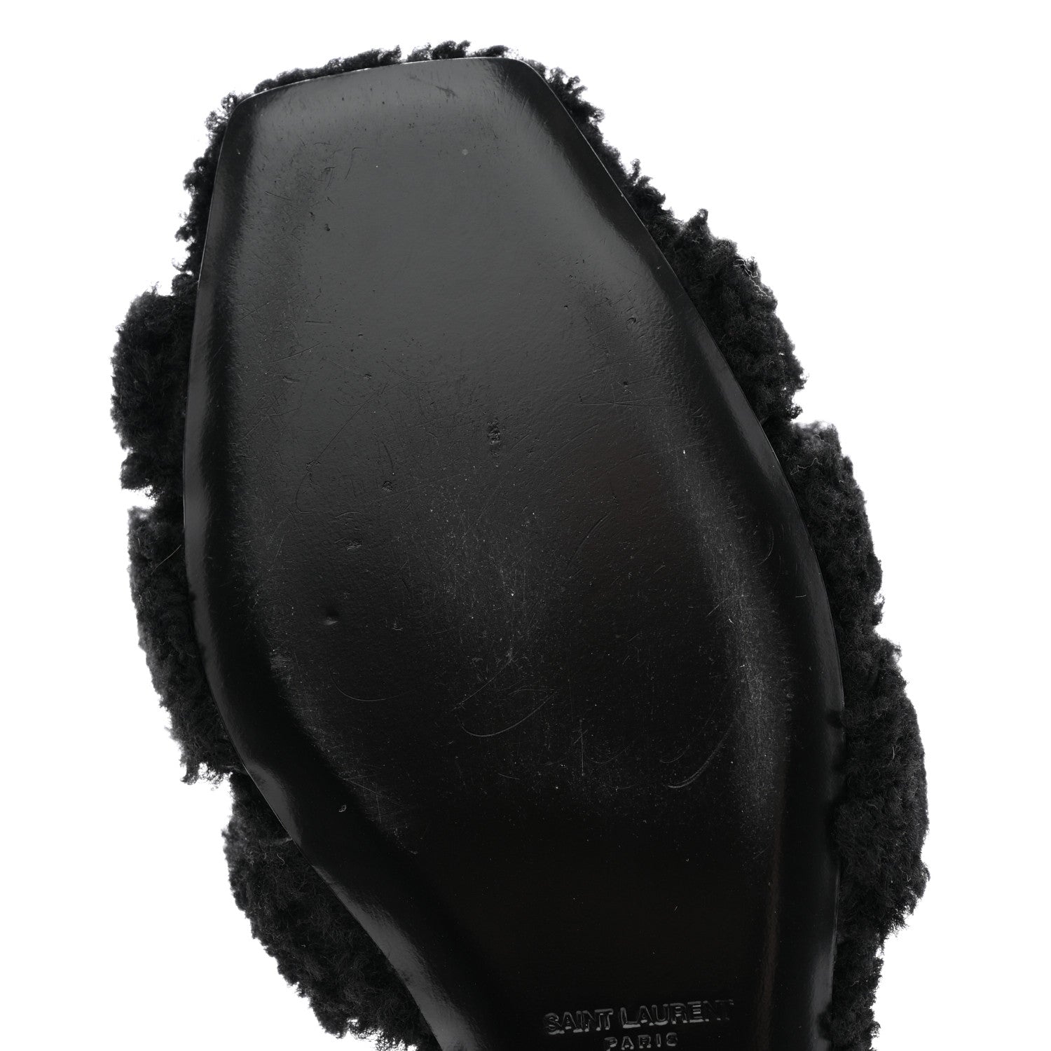 Saint Laurent Shearling Tribute Flat Mules 38.5 Black 10 of 13