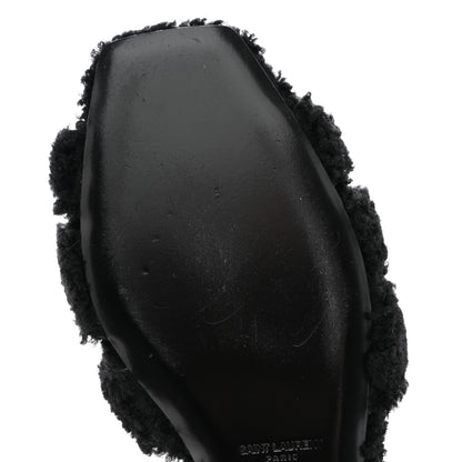 Saint Laurent Shearling Tribute Flat Mules 38.5 Black 10 of 13