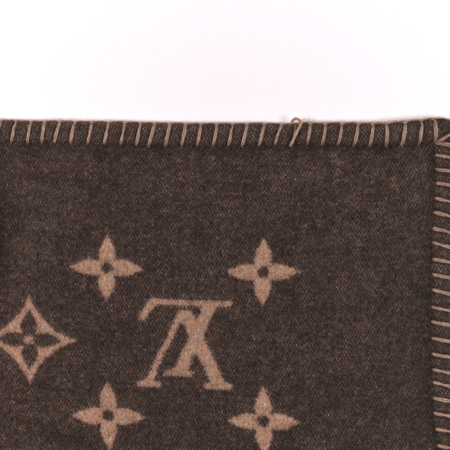 Louis Vuitton Wool Cashmere Neo Monogram Blanket Marron 3 of 3