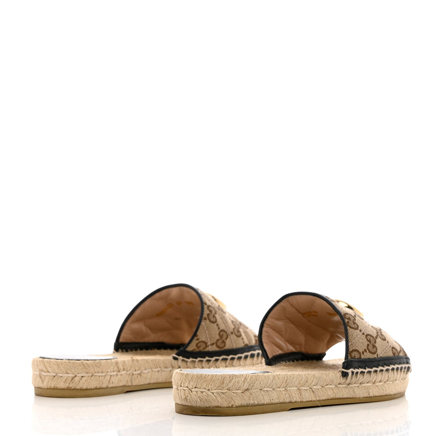 Monogram Matelasse GG Marmont Espadrille 20mm Slide Sandals 37 Beige Ebony Black
