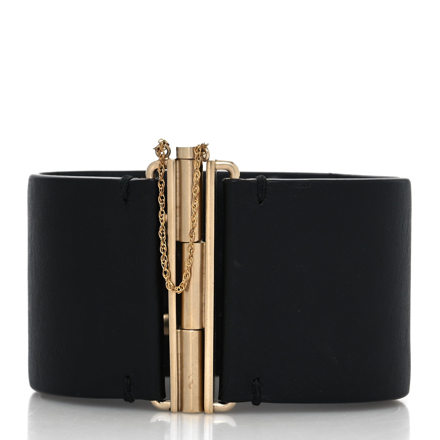 Chanel Calfskin CC Wide Cuff L Black Gold 3 of 7