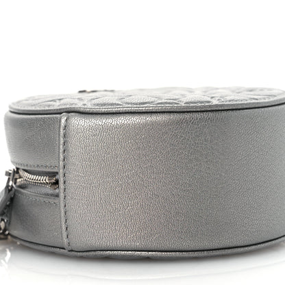 Chanel Goatskin Camellia Embossed Round Clutch With Chain Grey 9 of 11