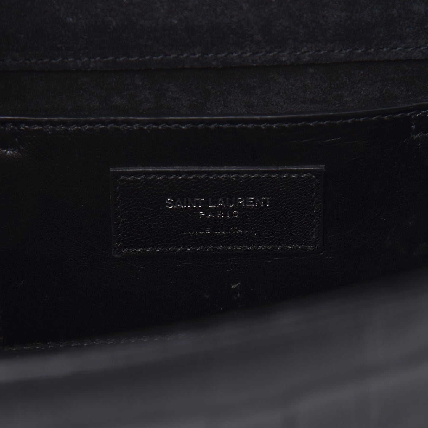Calfskin Crocodile Embossed Medium Classic Monogram Kate Tassel Satchel Black