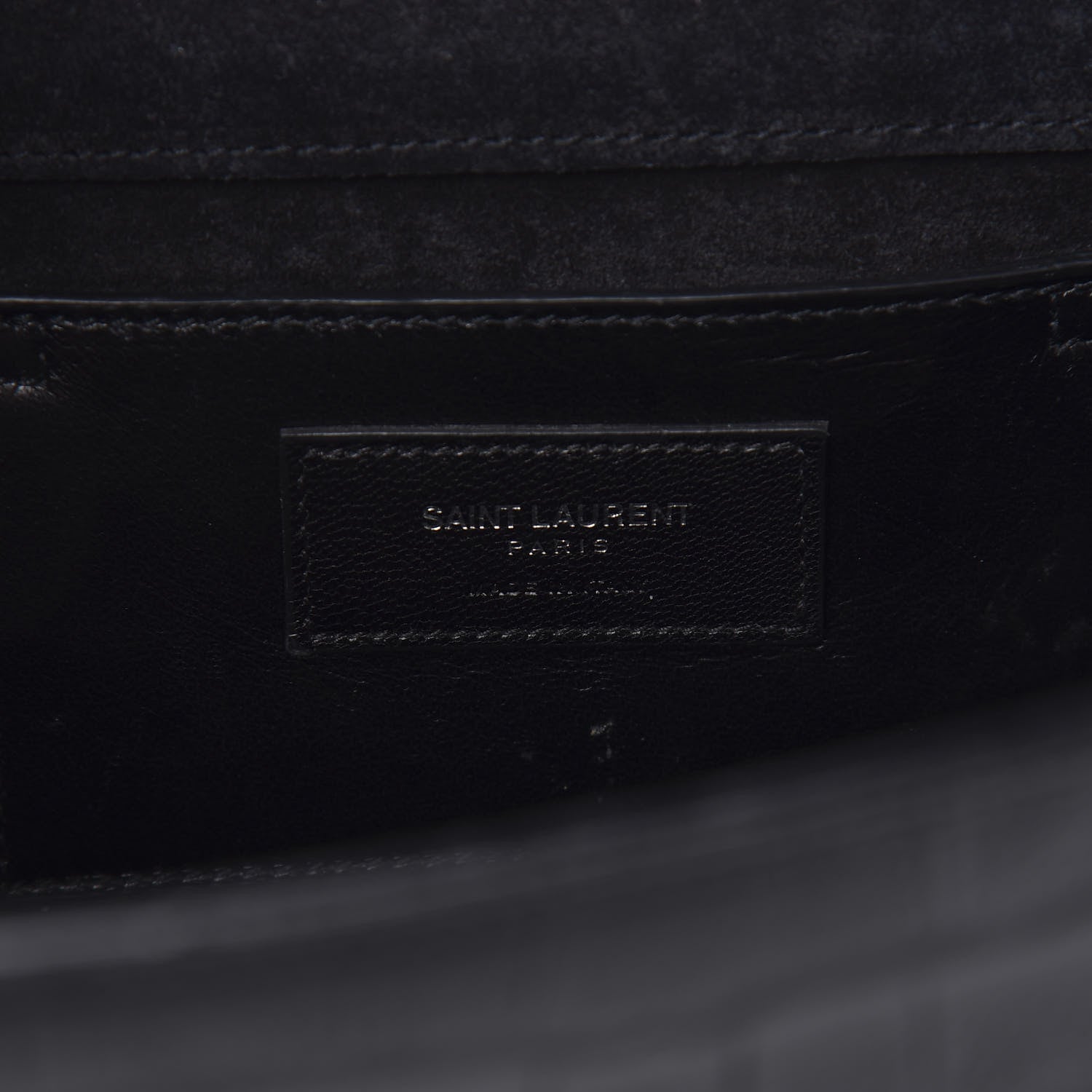 Saint Laurent Calfskin Crocodile Embossed Medium Classic Monogram Kate Tassel Satchel Black 6 of 13