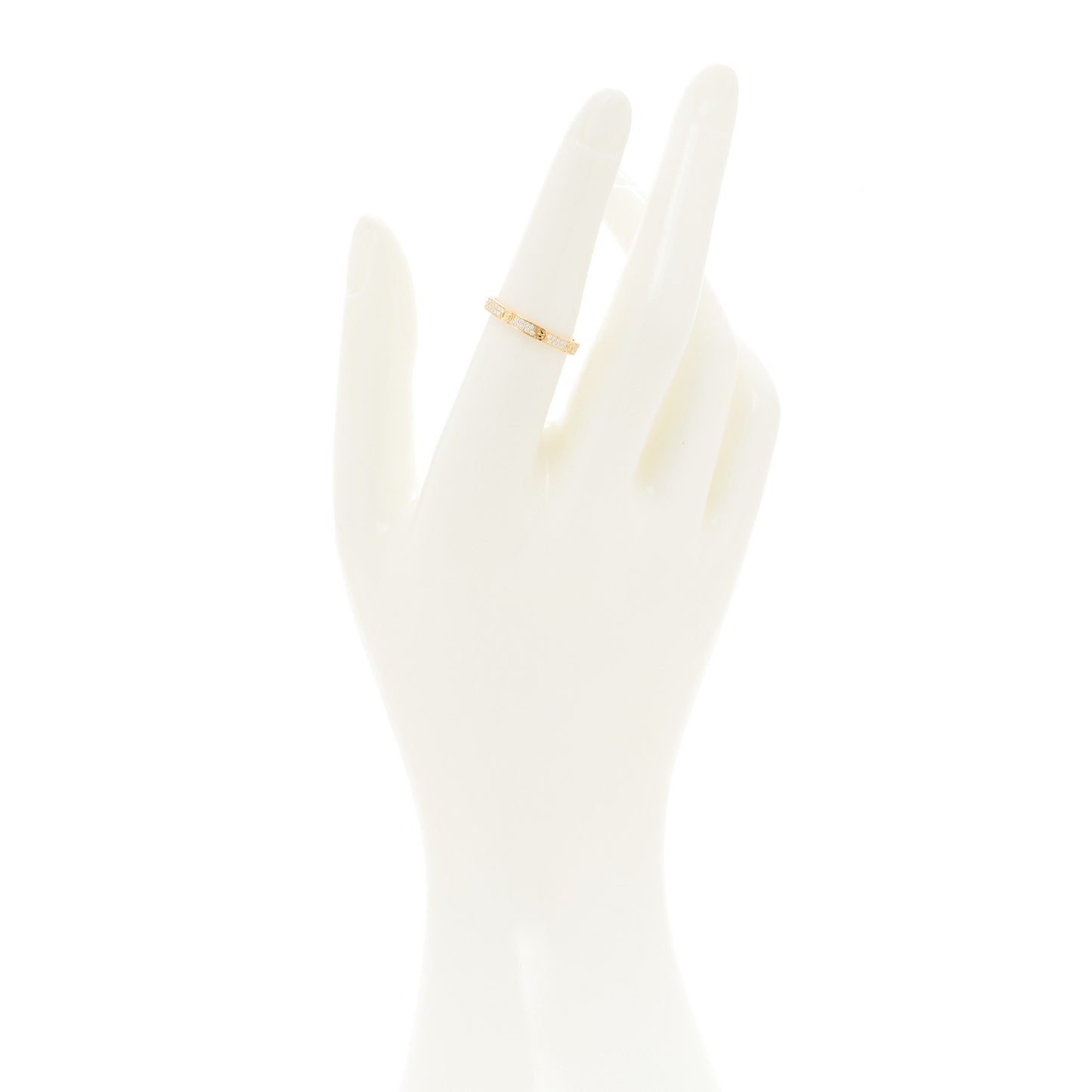 18K Yellow Gold Diamond 2.6mm LOVE Paved Band Ring 54 6.75