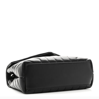 Saint Laurent Calfskin Y Quilted Monogram Monochrome Small Loulou Chain Satchel Black 4 of 10